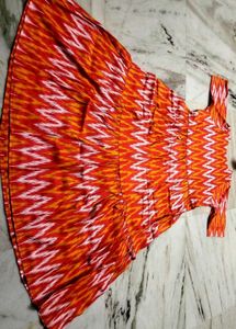 ❤️🧡Ikkat Frills Kurti