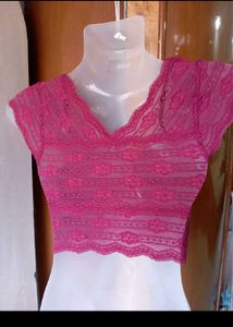 Maroon Lace Crop Top