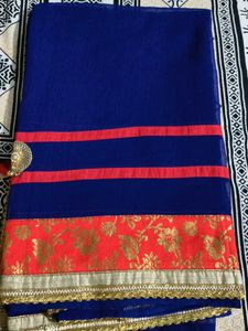 Elegant Blue & Red Saree