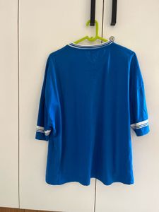 Oversized Blue Sports Division Graphic Tee