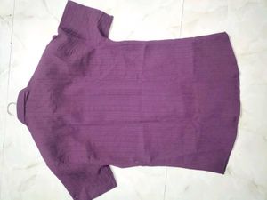 Stylish Men's Purple Striped Short Sleeve Shirt