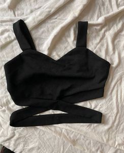 Shein Black Wrap Halter Neck Crop Top