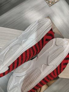 Red &amp; Black Striped Slip-On Shoes