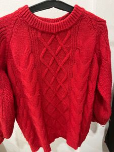Chic Red Cable Knit Sweater