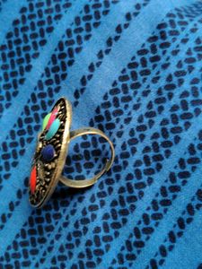 Boho Oxidized Silver Statement Ring