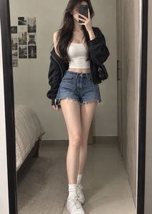 imported Distressed Denim Shorts