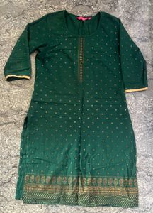 Elegant Printed Straight Kurtas – Green &amp; Beige