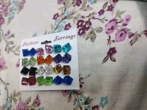 Pack Of 12 Pairs Studs Crystal Earrings