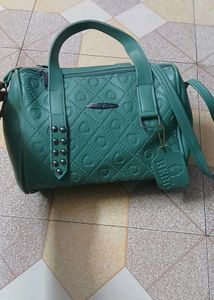 Chic Teal Heart Quilted Satchel Bag
