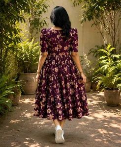 Beautiful Floral Print Maxi Dress_All size