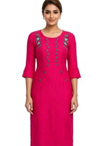 Vibrant Pink Embroidered Kurta