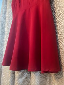 Classic Red Skater Dress with Shoulder Bow Detail