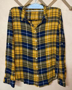 Yellow &amp; Navy Plaid Shirt