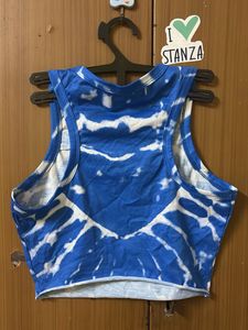 Blue &amp; White Tie Dye Crop Top