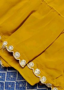Yellow Embroidered frock sharara