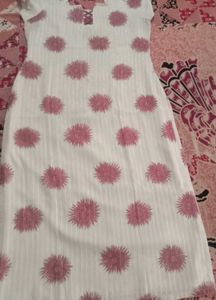 White Salwar Suit with Pink Floral Print