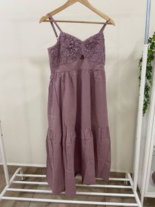Lace Trim Midi Dress