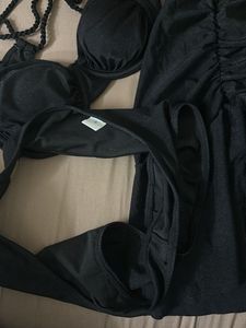 Chic Black Ruched Bikini Set