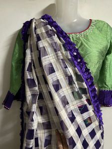 Vibrant Green &amp; Purple Lehenga Choli Set