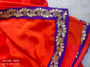 Pretty Fanta Orange Saree With Contrast Border