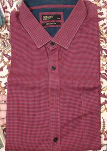 Men's Red Checkered Cotton Shirt