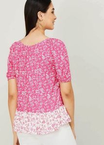 Chic Floral Print Short Sleeve Top