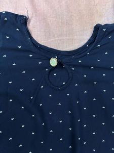 Navy Blue Polka Dot Kurta with black legging