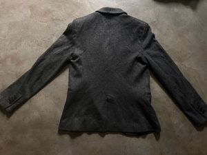 Mango suit blazer in a grey herringbone pattern wi