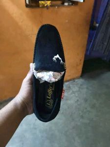 Men's Navy Suede Loafers with Deer Emblem