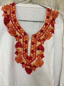 White Embroidered Kashmiri Kurta