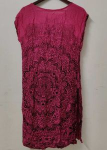 Vibrant Pink Mandala Print Dress