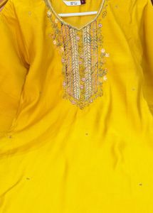Vibrant Yellow Kurta Set with Printed Dupatta