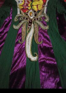 Elegant Purple and Green Embellished Kurta