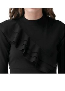 Black Asymmetrical Ruffle Top
