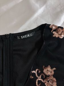Shein Sequin Black Sheer Sleeve Jumpsuit