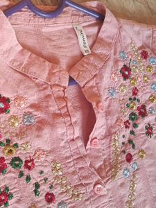 Pink Embroidered Kurta