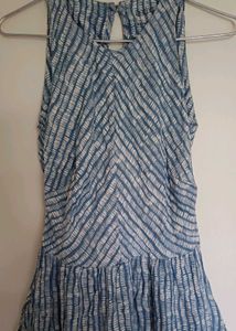 Blue Striped Sleeveless Midi Dress