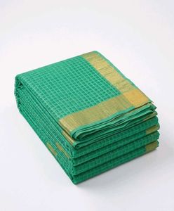 Elegant Green Checkered Saree