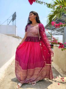 Pink &amp; Gold Lehenga Choli