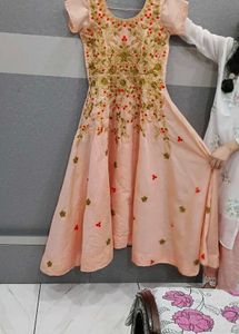Elegant Pink Embroidered Gown
