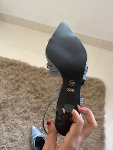 Zara Stylish Denim(faux) Slingback Heels