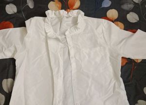 White Ruffled Collar Shirt