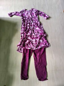 Purple Floral Print Kurti