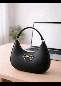 Chic Black Bow Hobo Bag