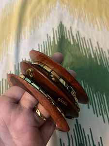 Wooden &amp; Gold Tone Bangle Set