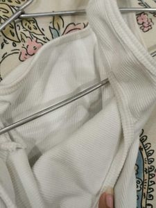 White Ribbed Square Neck Tank Top