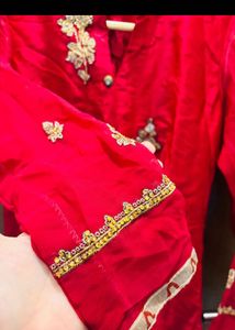 Red Kurta Set with Skirt and Dupatta