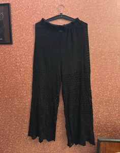 Black Crochet Wide Leg Pants
