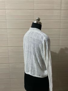 imported Light Grey Ribbed Open Cardigan