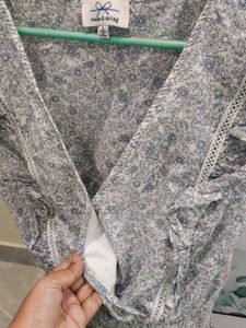 Chic Floral Print Smocked Waist Top